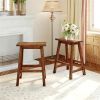 Farmhouse Rustic 2-piece Counter Height Wood Kitchen Dining Stools for Small Places, Walnut - as picture
