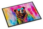 Hippie Animal Grizzly Bear Doormat Front Door Mat Indoor Outdoor Rugs for Entryway, Non Slip Washable Low Pile, 24H X 36W