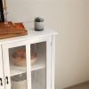 Buffet storage cabinet with double glass doors and unique bell handle - as picture