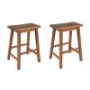 Farmhouse Rustic 2-piece Counter Height Wood Kitchen Dining Stools for Small Places, Walnut - as picture