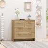 4 Drawers Rattan Cabinet,for Bedroom,Living Room,Dining Room,Hallways,Easy Assembly - as picture