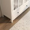 Buffet storage cabinet with double glass doors and unique bell handle - as picture