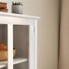 Buffet storage cabinet with double glass doors and unique bell handle - as picture