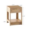 15.75" Rattan End table with drawer, Modern nightstand, side table for living room, bedroom,natural - as picture