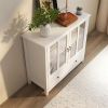 Buffet storage cabinet with double glass doors and unique bell handle - as picture