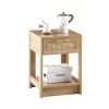 15.75" Rattan End table with drawer, Modern nightstand, side table for living room, bedroom,natural - as picture