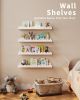 Children's room bookshelf, set of 4 white floating shelves, fan-shaped design, suitable for children's bedrooms, nurseries, and playrooms. - White