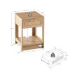 15.75" Rattan End table with drawer, Modern nightstand, side table for living room, bedroom,natural - as picture