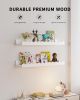 Children's room bookshelf, set of 4 white floating shelves, fan-shaped design, suitable for children's bedrooms, nurseries, and playrooms. - White