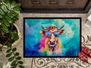 Hippie Animal Malvi Cow Doormat Front Door Mat Indoor Outdoor Rugs for Entryway, Non Slip Washable Low Pile, 24H X 36W