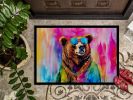 Hippie Animal Grizzly Bear Doormat Front Door Mat Indoor Outdoor Rugs for Entryway, Non Slip Washable Low Pile, 24H X 36W
