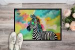 Hippie Animal Zebra Doormat Front Door Mat Indoor Outdoor Rugs for Entryway, Non Slip Washable Low Pile, 24H X 36W