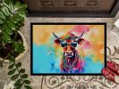 Hippie Animal Cow Doormat Front Door Mat Indoor Outdoor Rugs for Entryway, Non Slip Washable Low Pile, 24H X 36W